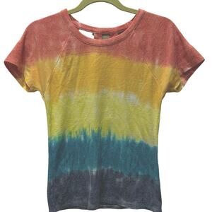 Chaser women’s short sleeved tee rainbow colors, tie-dye size small
￼